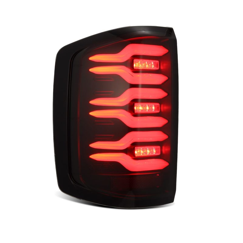 AlphaRex 14-18 Chevrolet Silverado 1500 / 15-19 Silverado 2500HD/3500HD / 15-19 GMC Sierra 3500HD Dually LUXX-Series LED Tail Lights Black