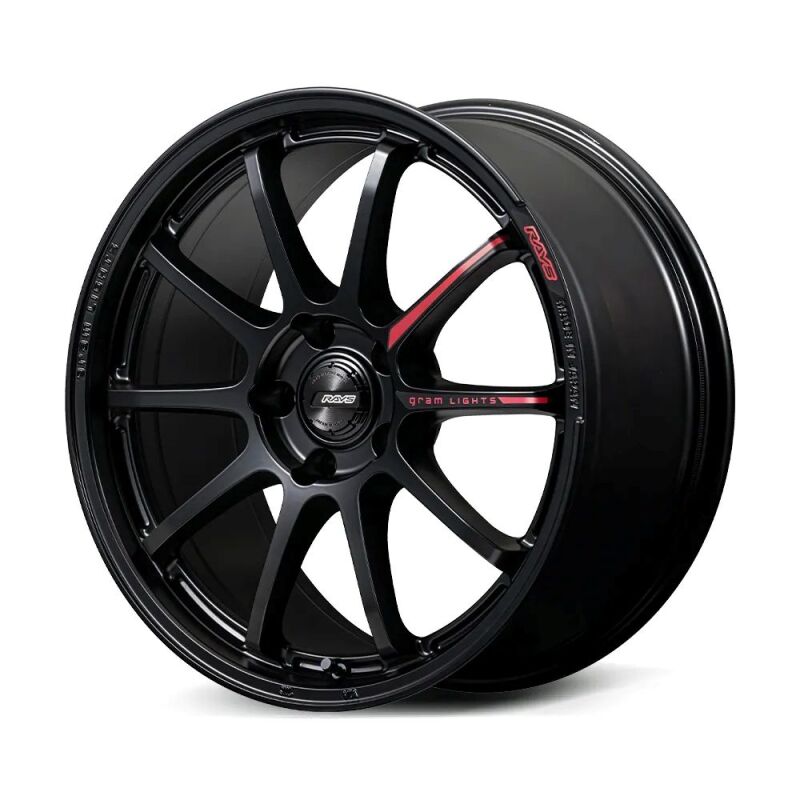 Gram Lights 57NR LIMITED II 17x7.0 +38 5-114.3 Semigloss Black Wheel w/ Black Cap/Stickers/Air Valve