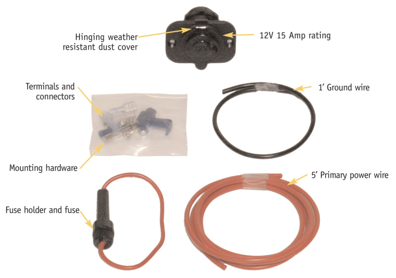 Tuffy 12 V Power Source- Weather Resistant Cap- 15A