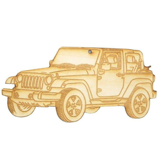 ZSPEC Laser-Engraved Wood Ornament, Style: Jeep Wrangler, ~5"