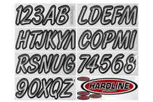 Load image into Gallery viewer, Hardline Boat Lettering Registration Kit 3 in. - 400 Silver/Black