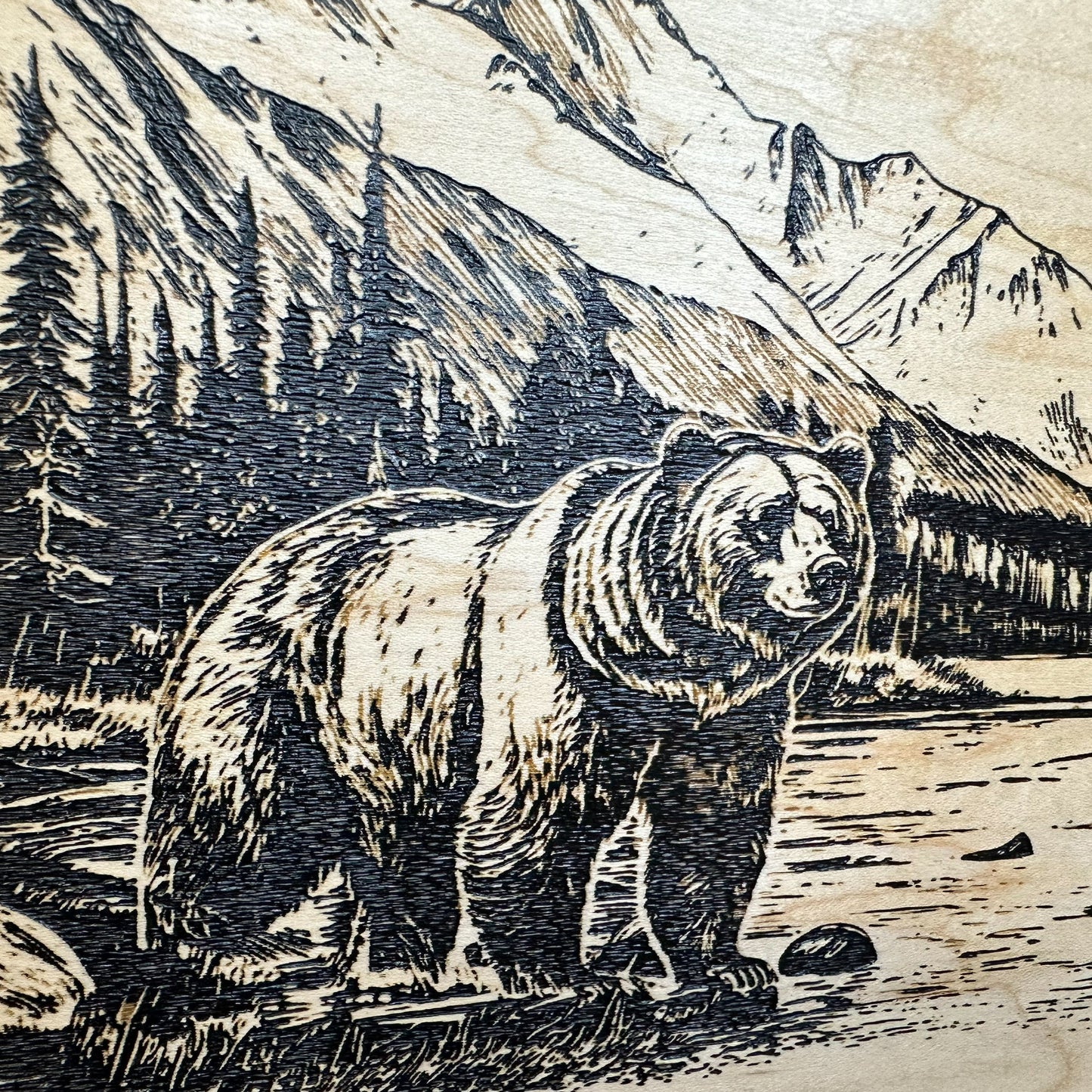 Wilderness Mountain Bear Gun Concealment Furniture - Handcrafted Hidden Gun Storage Wall Decor - Hidden Safe Furniture with Magnetic Lock for Quick Access - Made in USA