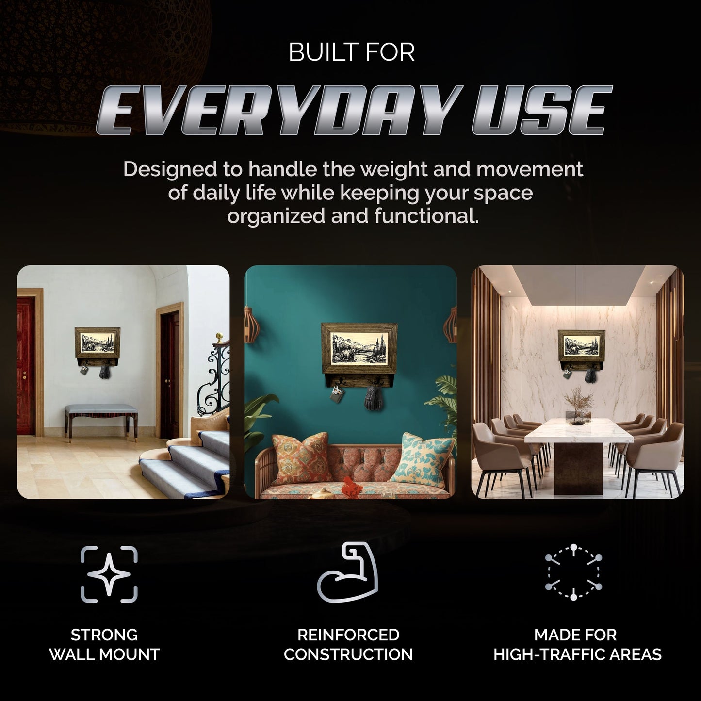 Wilderness Mountain Bear Gun Concealment Furniture - Handcrafted Hidden Gun Storage Wall Decor - Hidden Safe Furniture with Magnetic Lock for Quick Access - Made in USA