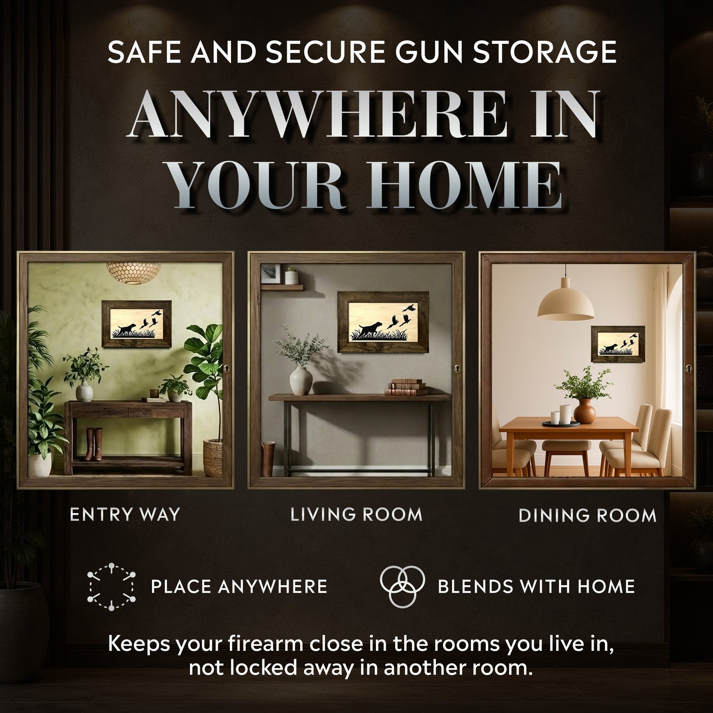 Pointer Dog Pheasant Hunting Concealment Furniture Hidden Gun Storage Concealed Shelf