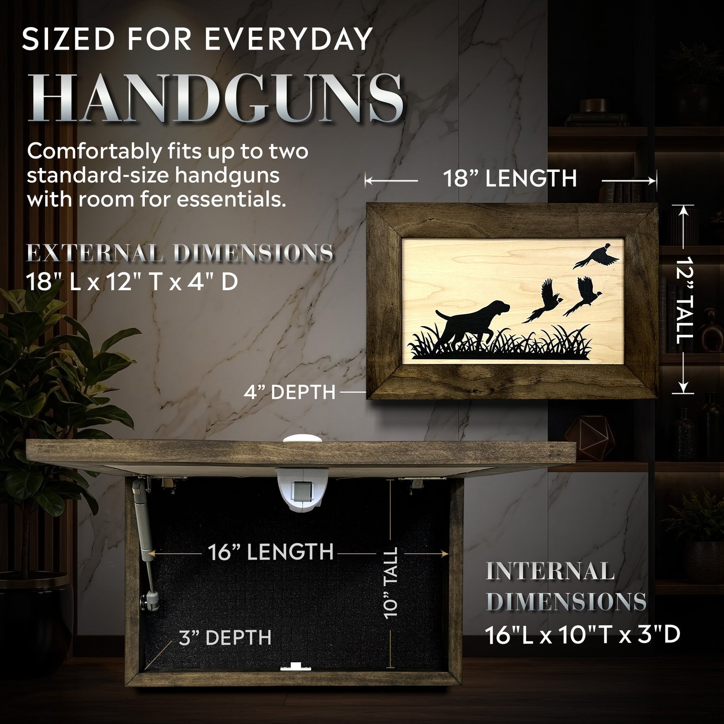 Pointer Dog Pheasant Hunting Concealment Furniture Hidden Gun Storage Concealed Shelf