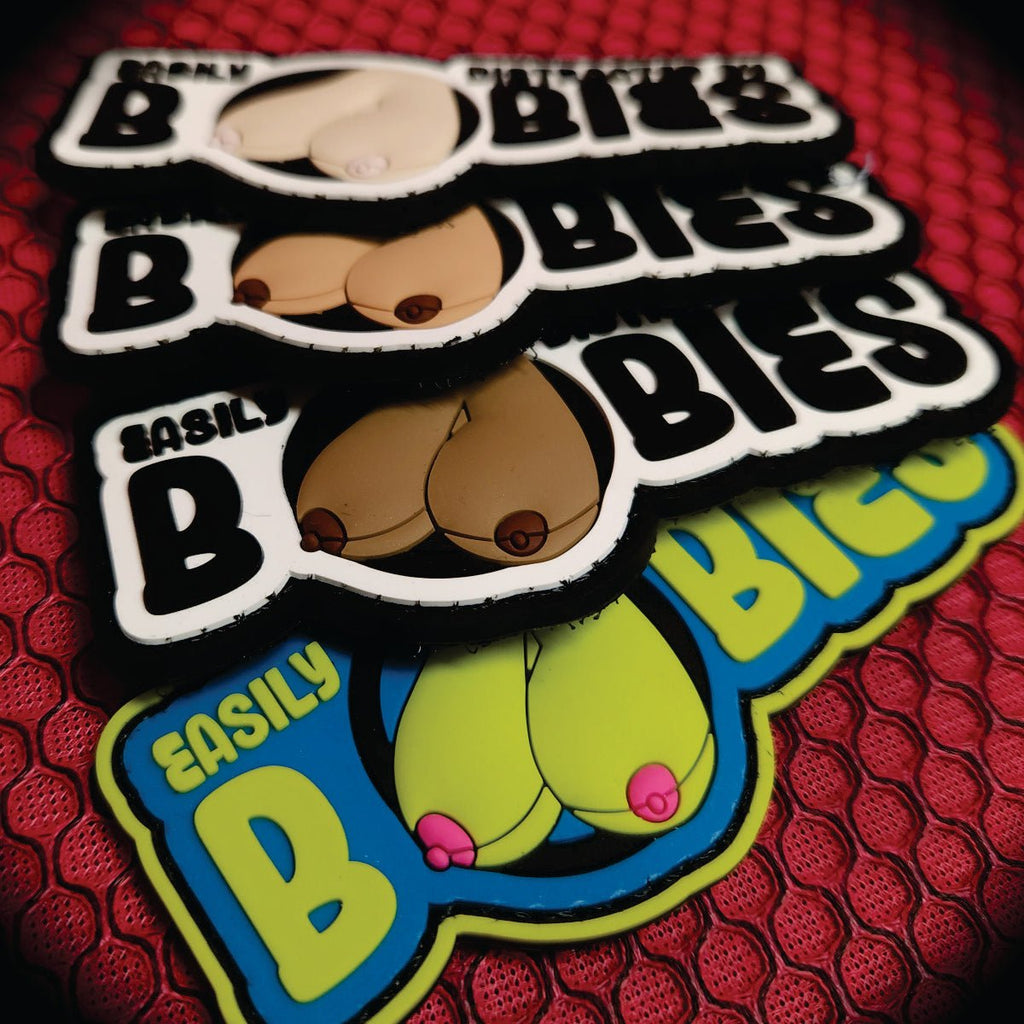 "Fun Size Boobs" - Easily Distracted By Boobies (Uncensored) - 4 inch PVC Patch -