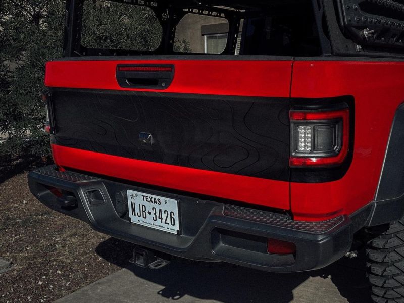 Detailed close-up of ORACLE Lighting Flush Mount LED Tail Lights on a Jeep Gladiator JT.