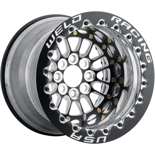 Weld Tuner Import 15x8 / 4x100 / 5 BS / 2.25 HB - Black Center - Polished Shell - Non-BL Wheel