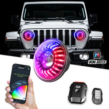 Load image into Gallery viewer, XK Glow 07-18 Jeep Wrangler JK 7in Headlight XKmax RGBW LED 2pc XKchrome Bluetooth App Cntl Kit