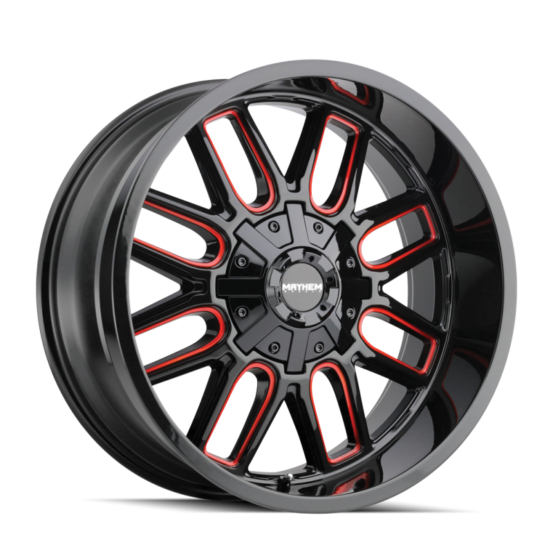 Mayhem 8107 Cogent 22x10 / 8x165.1 BP / -19mm Offset / 130.8mm Hub Gls Blk Mill Prism Red Wheel