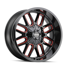 Mayhem 8107 Cogent 22x10 / 8x170 BP / -19mm Offset / 125.2mm Hub Gloss Black Milled Prism Red Wheel