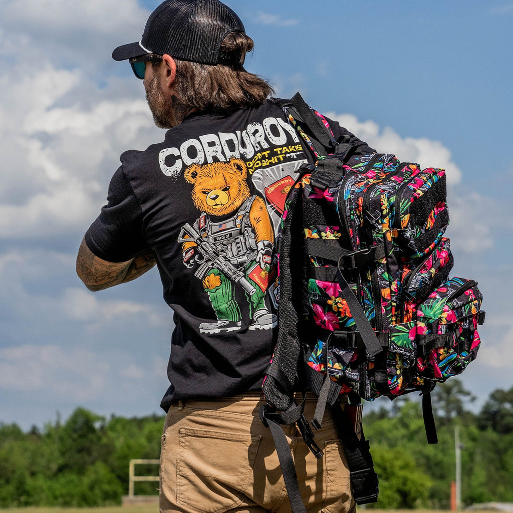 Close-up of the interior of the Combat Iron Apparel 25L Sack™ Original All-Day Molle Backpack with Pouch, showcasing its functional design.