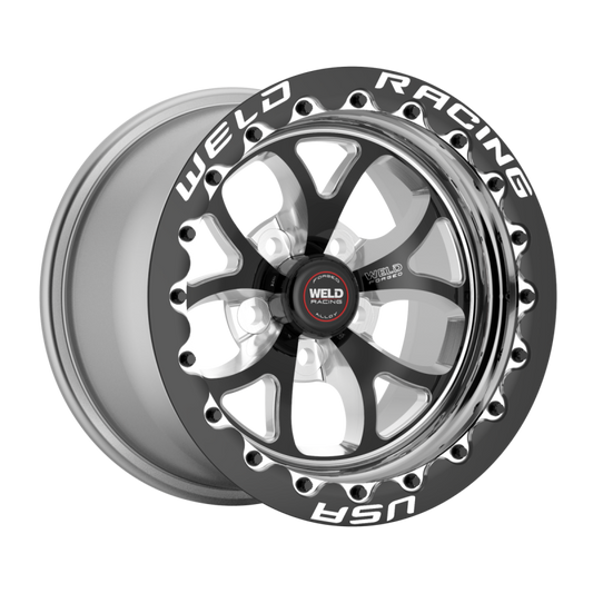 Weld S76 Beadlock 15x10/5x115/6.5 BS/3.18 HB - Black Center - Polished Shell - Black SBL MT Wheel