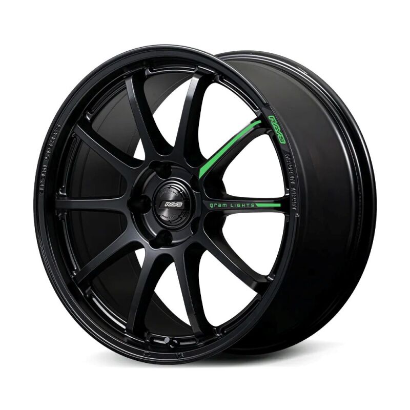 Gram Lights 57NR LIMITED II 18x8.5 +38 5-112 Semigloss Black Wheel w/ Black Cap/Stickers/Air Valve