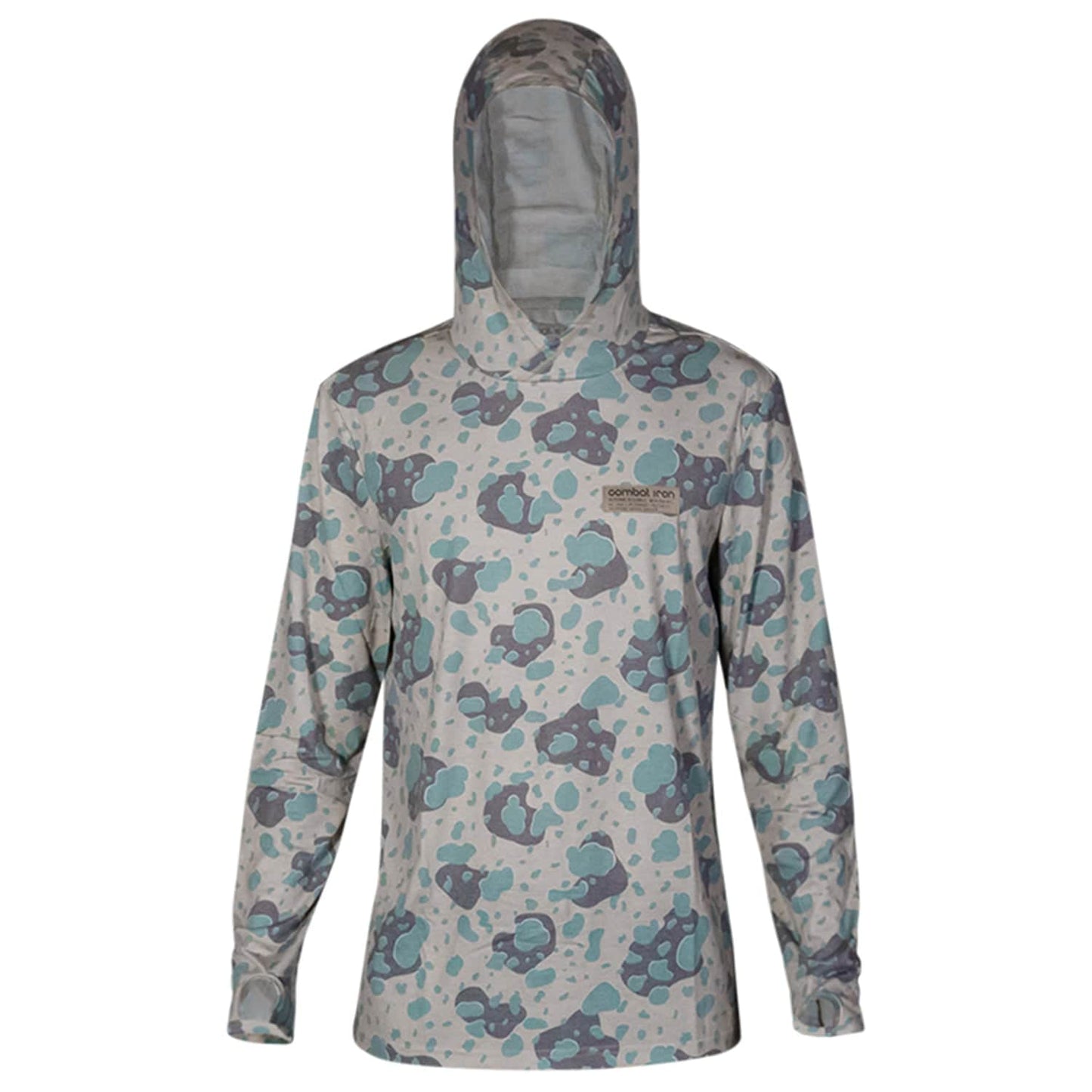 A detailed view of the tribal design on the Men's Outdoors Long Sleeve Performance Hoodie by Combat Iron Apparel.