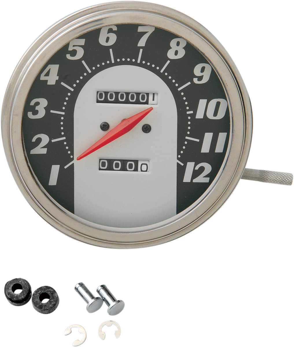 DRAG SPECIALTIES 5-Inch MPH FL-'62-'67 Style 1:1 Speedometer with Black Face – Part 70846M