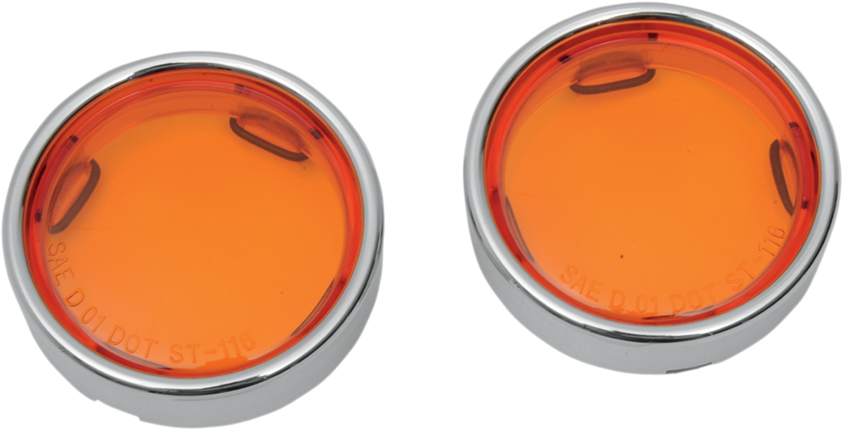 DRAG SPECIALTIES Amber Lens with Chrome Bezel for Deuce and Deuce-Style Turn Signals (Part 12-0224-LA)