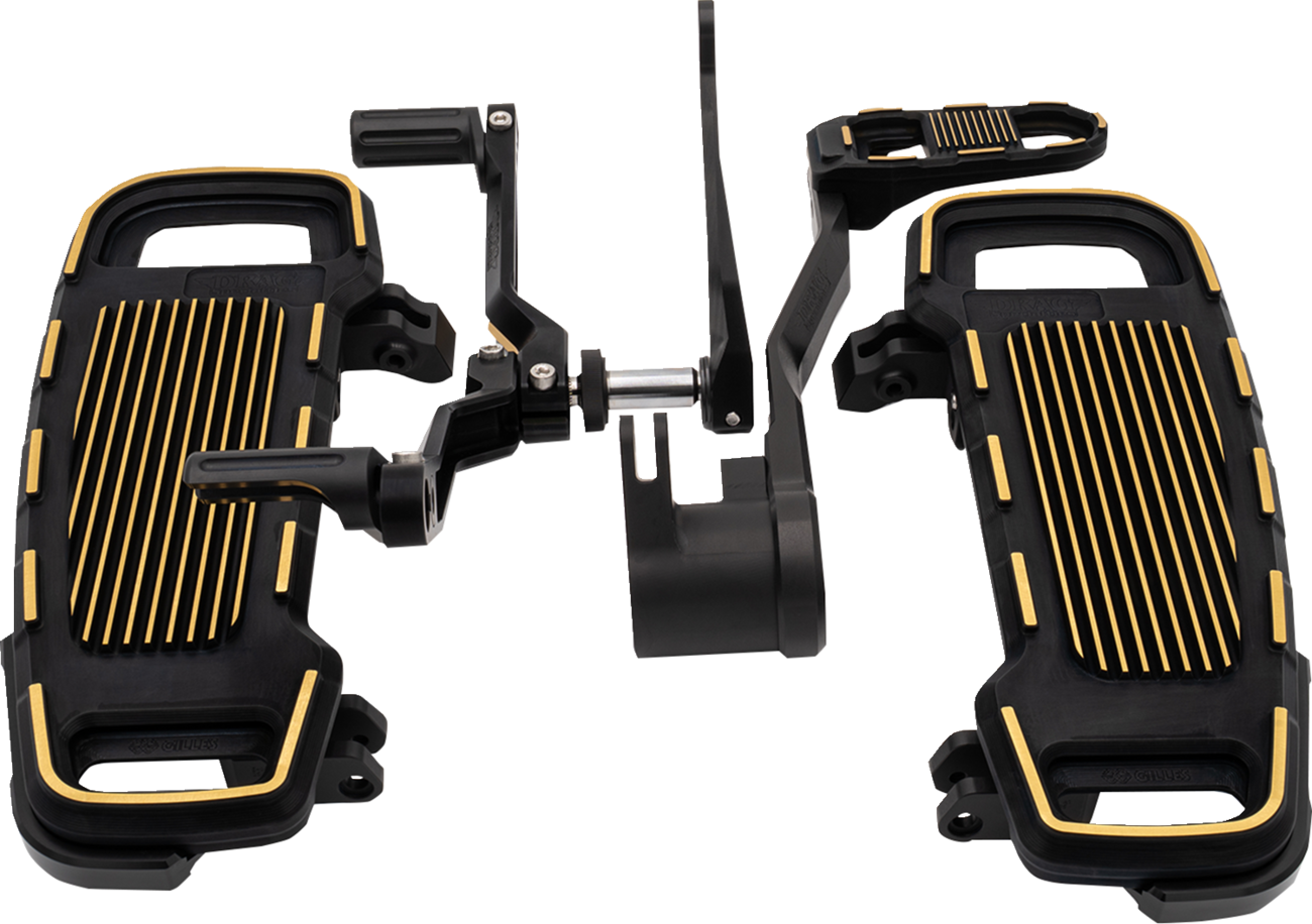 DRAG SPECIALTIES, DRAG SPECIALTIES Adjustable Floorboard Kit - Black/Gold CU-B002 with CNC Machined Aluminum Construction