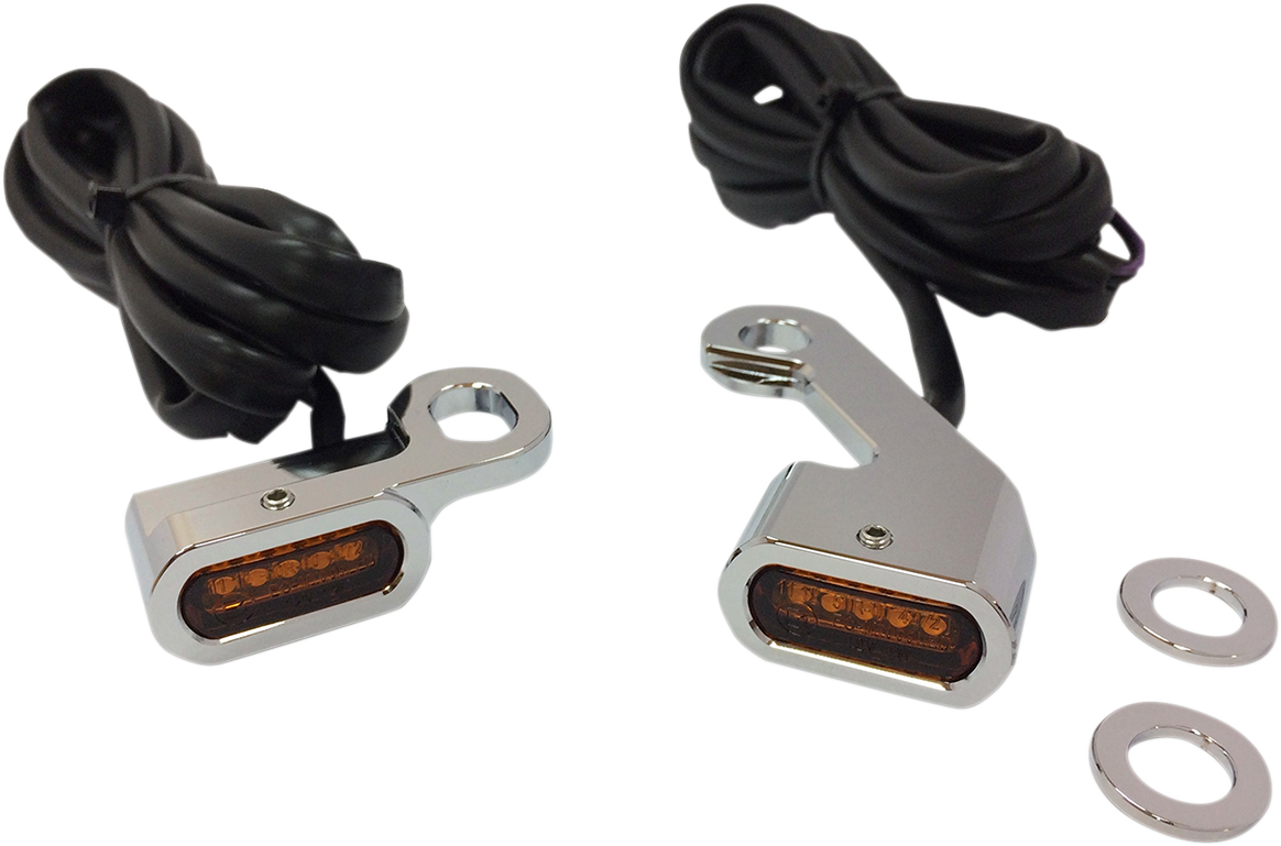 DRAG SPECIALTIES LED Handlebar Marker Lights - Chrome and Amber, Part #L22-0232CAENU