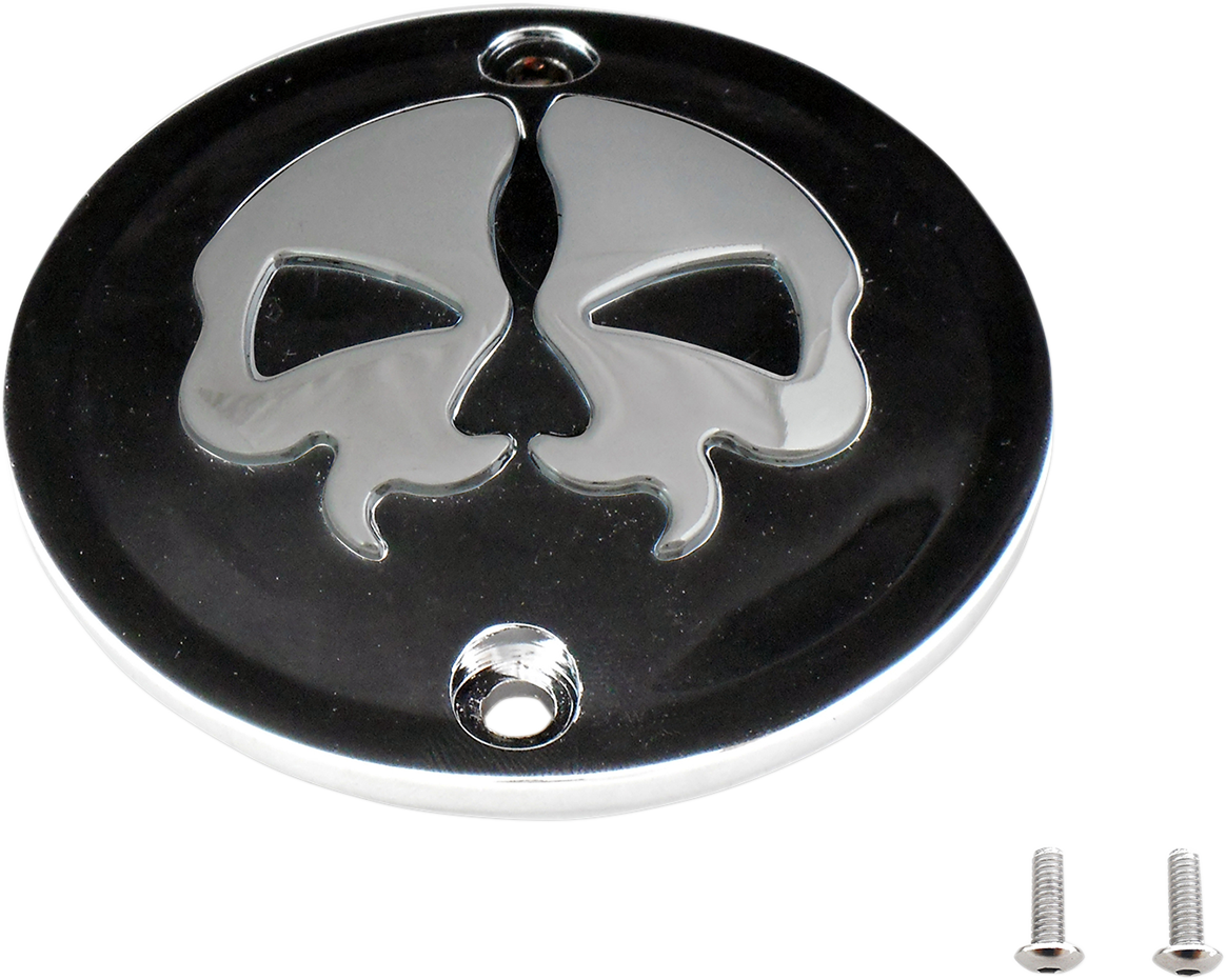 Drag Specialties Points Cover - Black Chrome Skull - 2 Hole for Harley Sportster 78042B