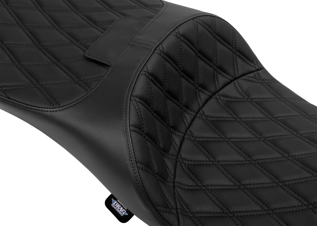 DRAG SPECIALTIES SEATS, Drag Specialties Seats Extended Reach Freedom Seat for FLT/FLH '09-'25 - Vinyl, Double Diamond, Black Stitch - Part 4696B