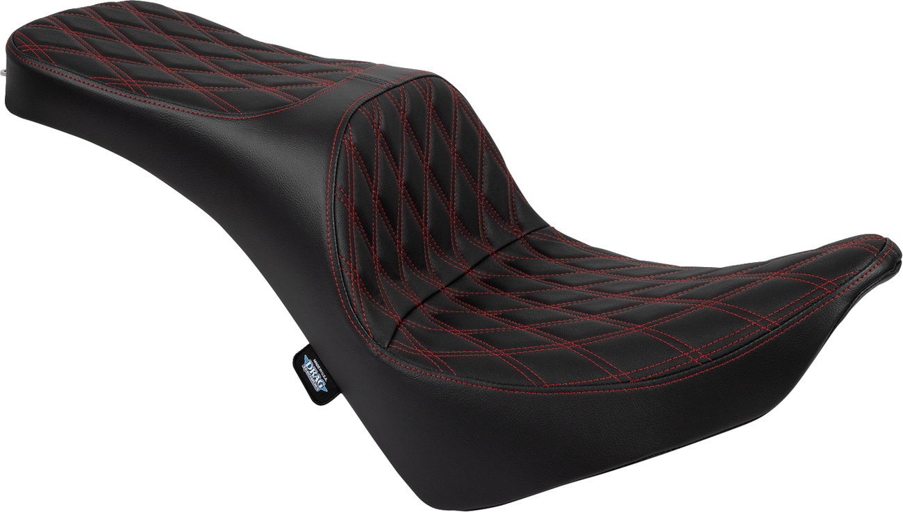 DRAG SPECIALTIES SEATS, Drag Specialties Seats Freedom Seat for FL/FX 2018-2025 with Double Diamond Red Stitch - Vinyl - Part 4719D