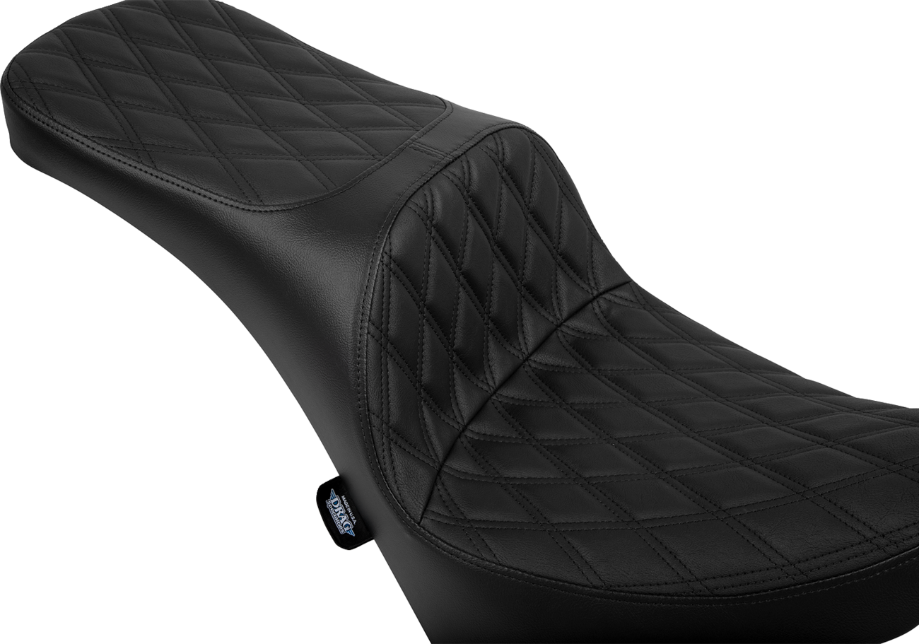 DRAG SPECIALTIES SEATS, Drag Specialties Seats Freedom Seat for Harley FL/FX 2018-2025 with Double Diamond Black Stitch Vinyl - Part 4719B
