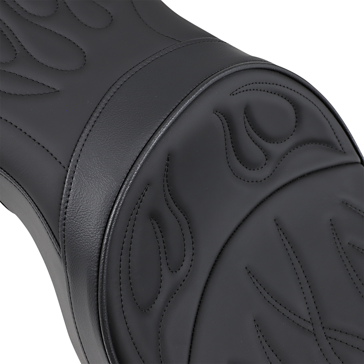 DRAG SPECIALTIES SEATS, DRAG SPECIALTIES SEATS Low Profile Flame Stitched Seat for Harley XL '04-'22 (Part No. 0804-0260)