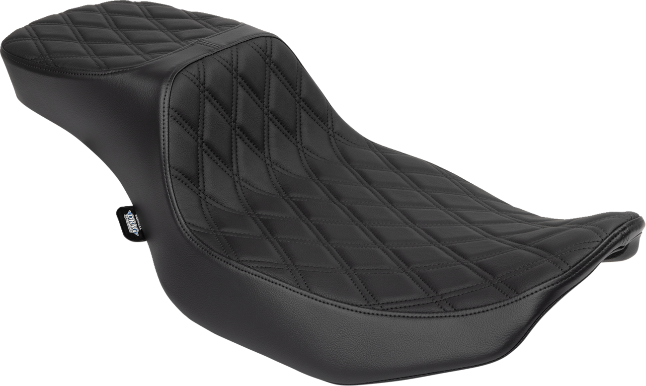 DRAG SPECIALTIES SEATS, Drag Specialties Seats Performance Predator 2-Up Seat - Vinyl, Black Double Diamond Stitch for FLHX/FLTR 2023-2024 (Part #4691B)