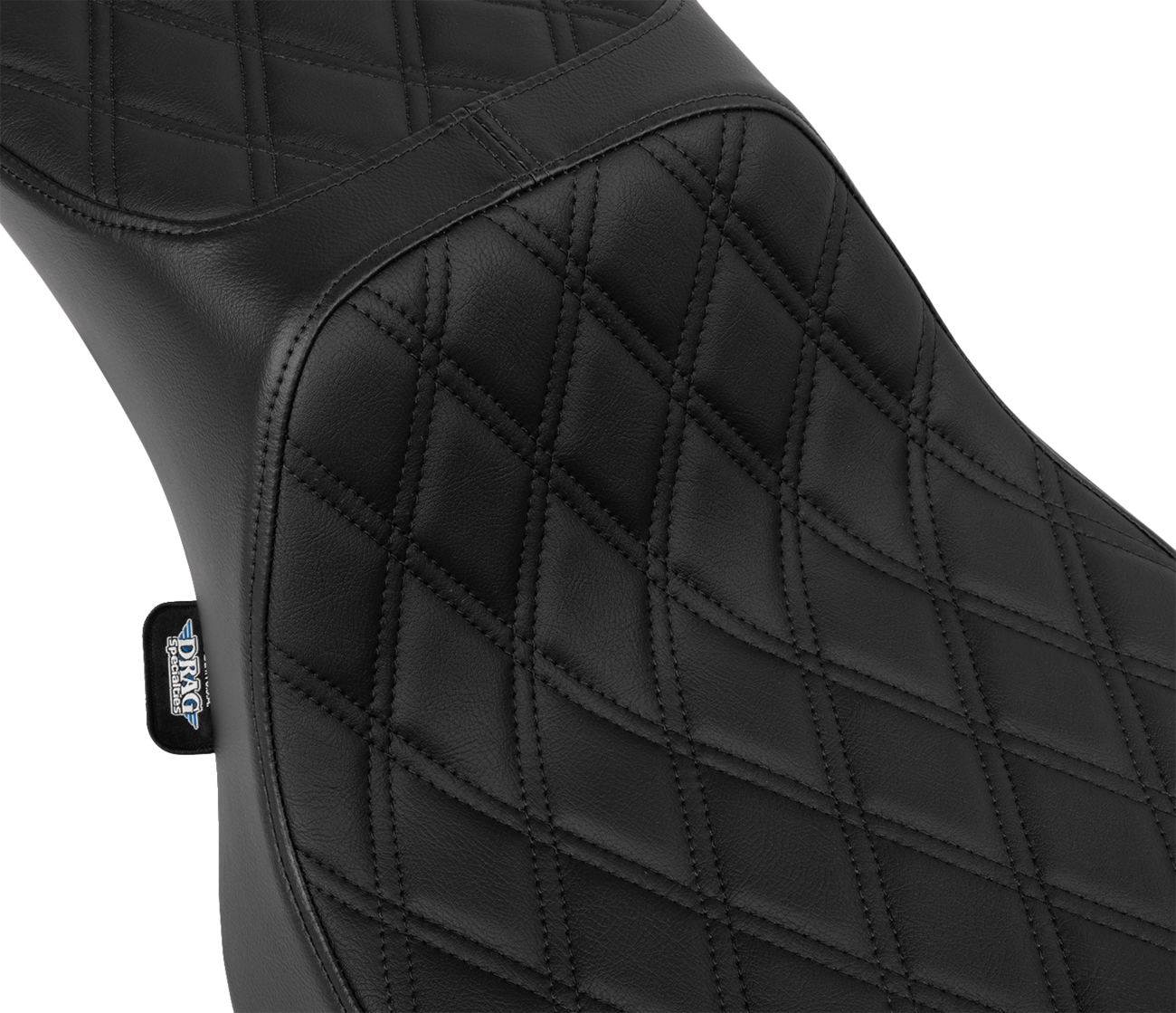 DRAG SPECIALTIES SEATS, Drag Specialties Seats Performance Predator 2-Up Seat - Vinyl, Black Double Diamond Stitch for FLHX/FLTR 2023-2024 (Part #4691B)