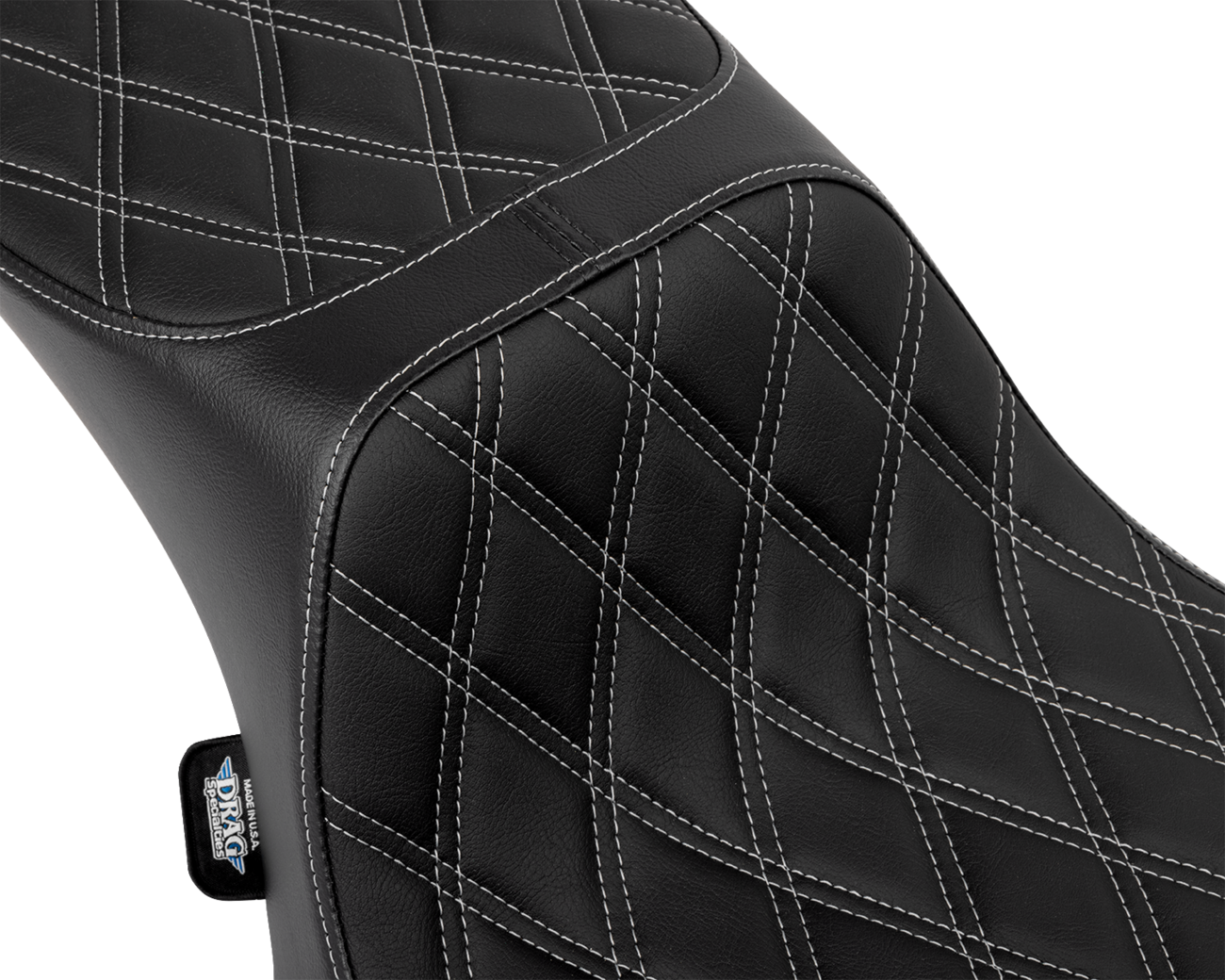 DRAG SPECIALTIES SEATS, Drag Specialties Seats Performance Predator 2-Up Seat with Extended Reach - Silver Double Diamond Stitch, Part Number 4691C