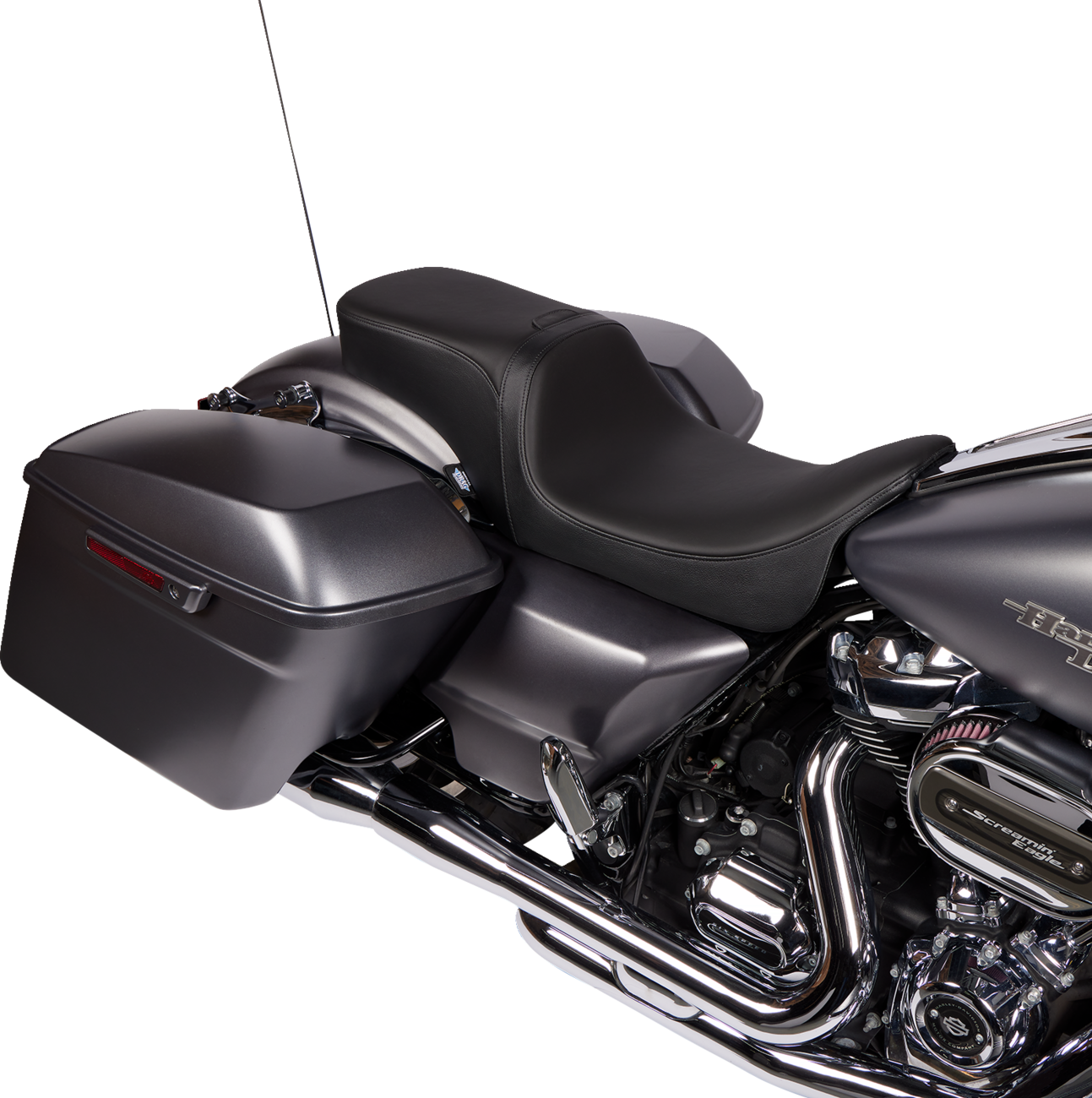DRAG SPECIALTIES SEATS, Drag Specialties Seats Predator 2-Up Seat with Backrest Receptacle for Harley FL 2008-2023 – Solar Leather, Smooth Finish