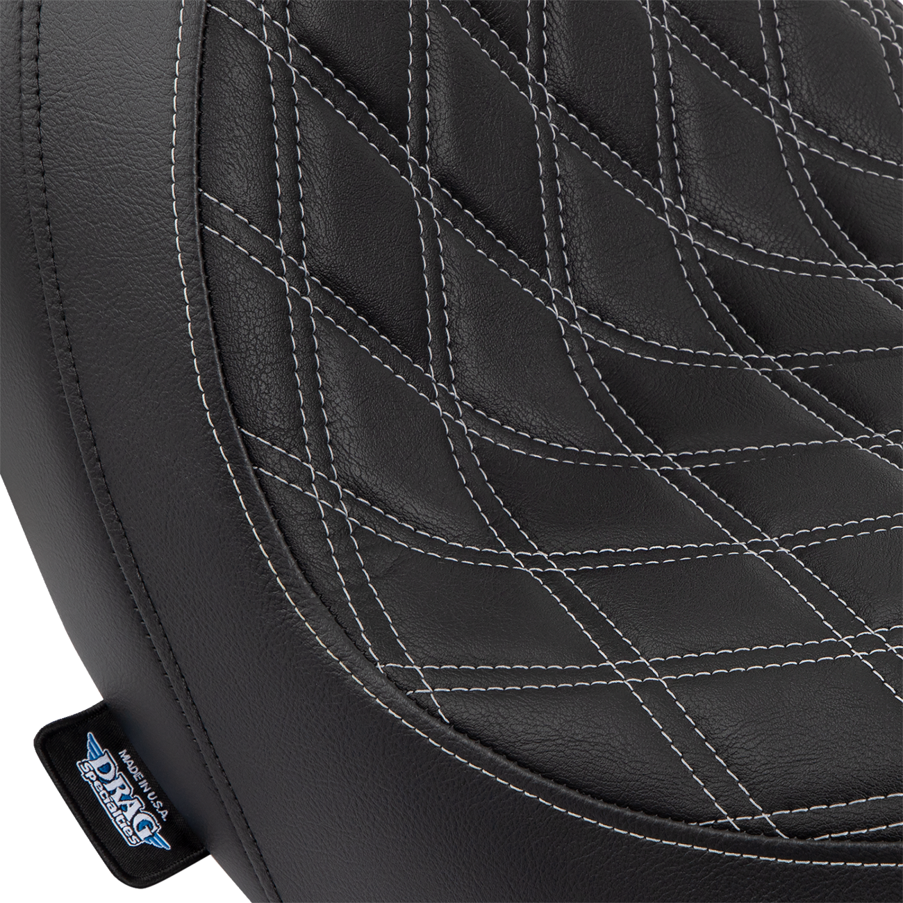 DRAG SPECIALTIES SEATS, DRAG SPECIALTIES SEATS Predator Double Diamond Vinyl Seat with Silver Stitching for Harley-Davidson FLSB/FXLR (2018-2023) Part #0802-1518