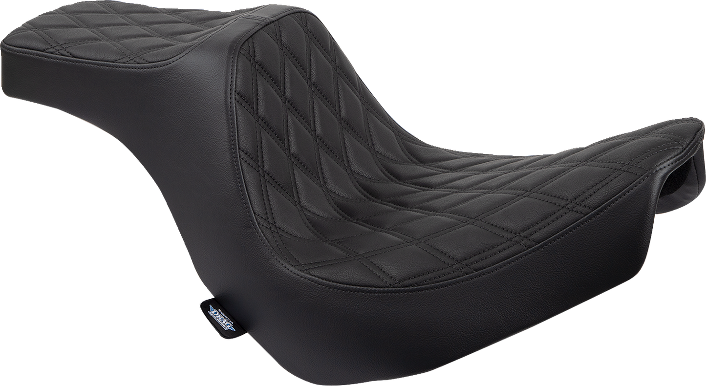 DRAG SPECIALTIES SEATS, Drag Specialties Seats Predator III 2-Up Seat for FL/FX 2018-2024, Vinyl with Double Diamond Pattern and Black Stitching