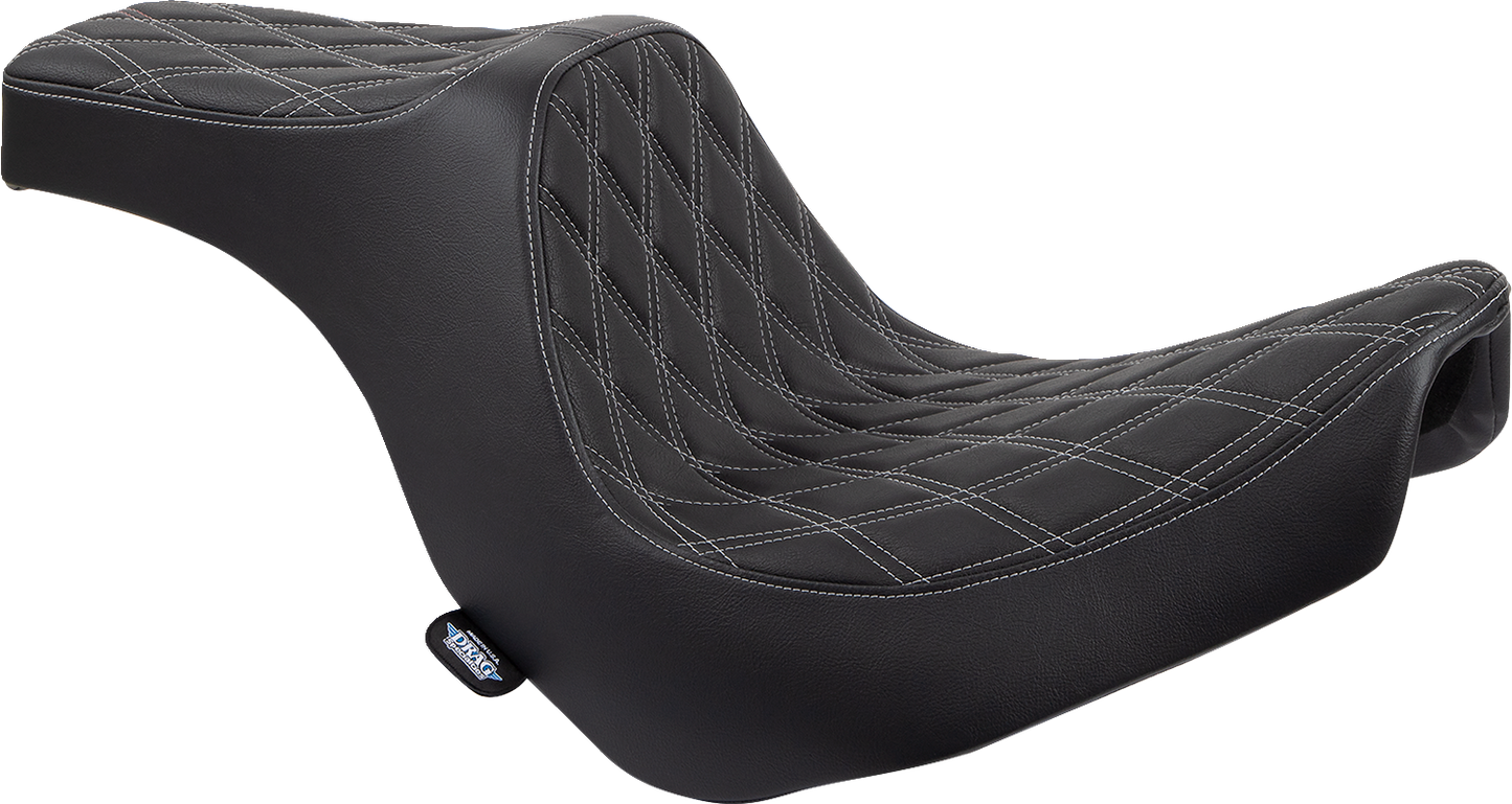 DRAG SPECIALTIES SEATS, Drag Specialties Seats Predator III 2-Up Seat for FL/FX 2018-2024 with Vinyl Cover and Double Diamond Silver Stitching