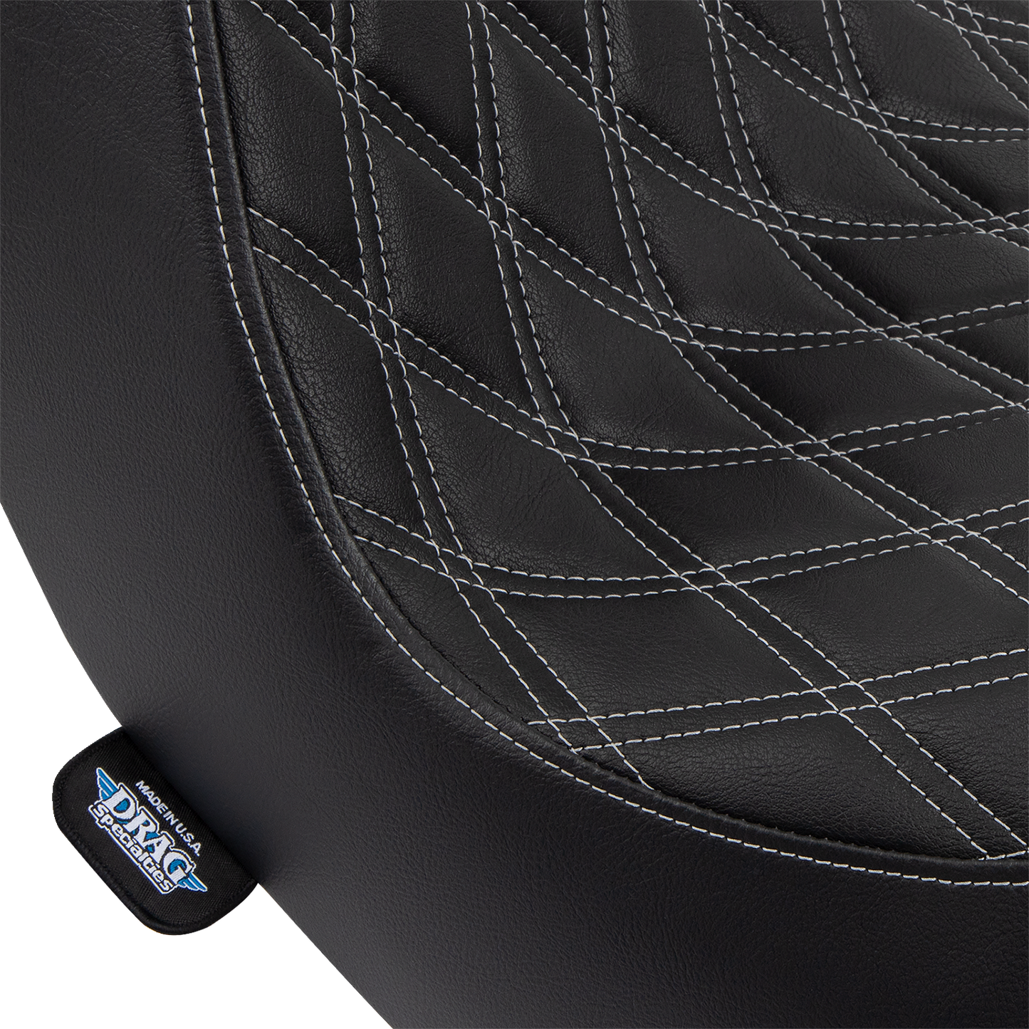 DRAG SPECIALTIES SEATS, Drag Specialties Seats Predator III 2-Up Seat for FL/FX 2018-2024 with Vinyl Cover and Double Diamond Silver Stitching