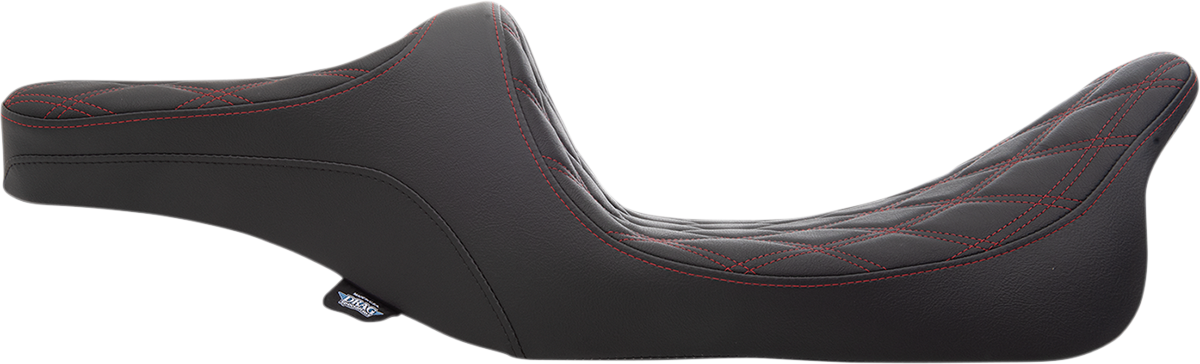DRAG SPECIALTIES SEATS, Drag Specialties Seats Predator III 2-Up Seat with Double Diamond Red Thread for Harley FL 1999-2007 - Part 0801-1310