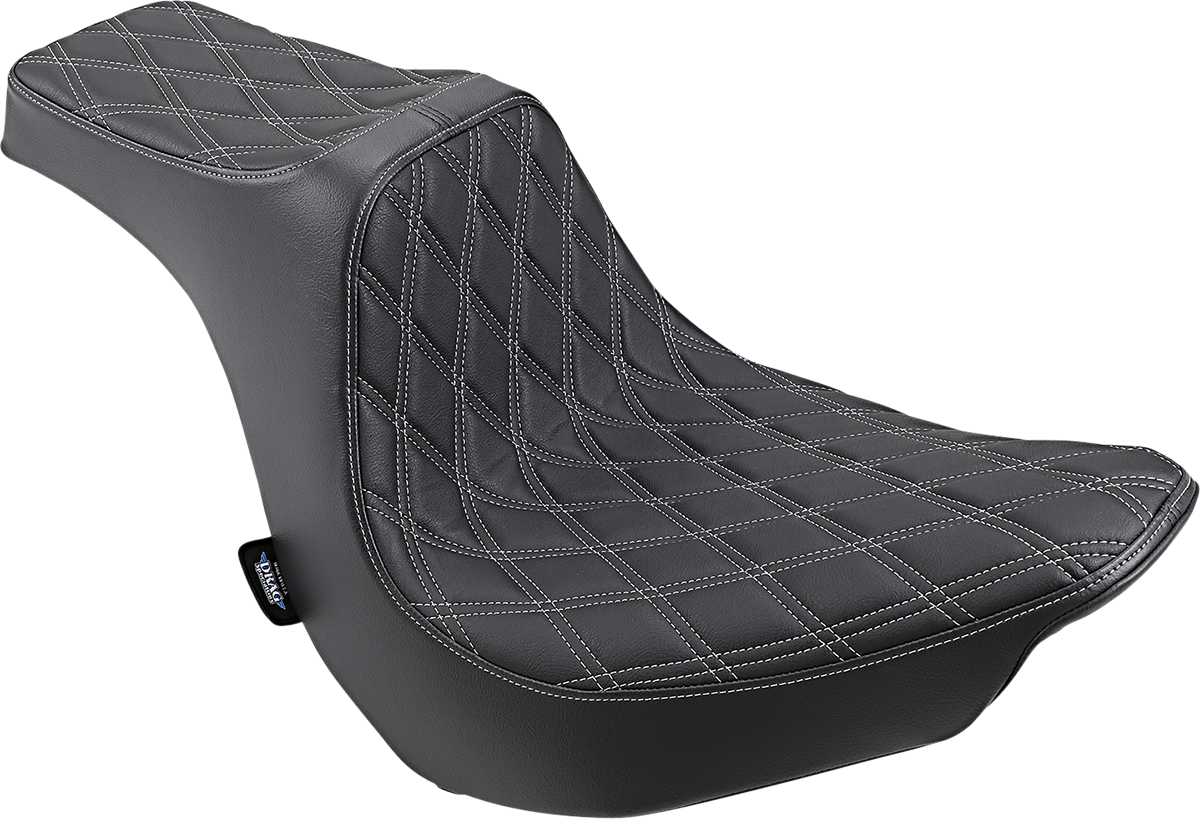 DRAG SPECIALTIES SEATS, Drag Specialties Seats Predator III Seat - Double Diamond Silver Stitching for Harley FLFB 2018-2025 (Part #0802-1189)