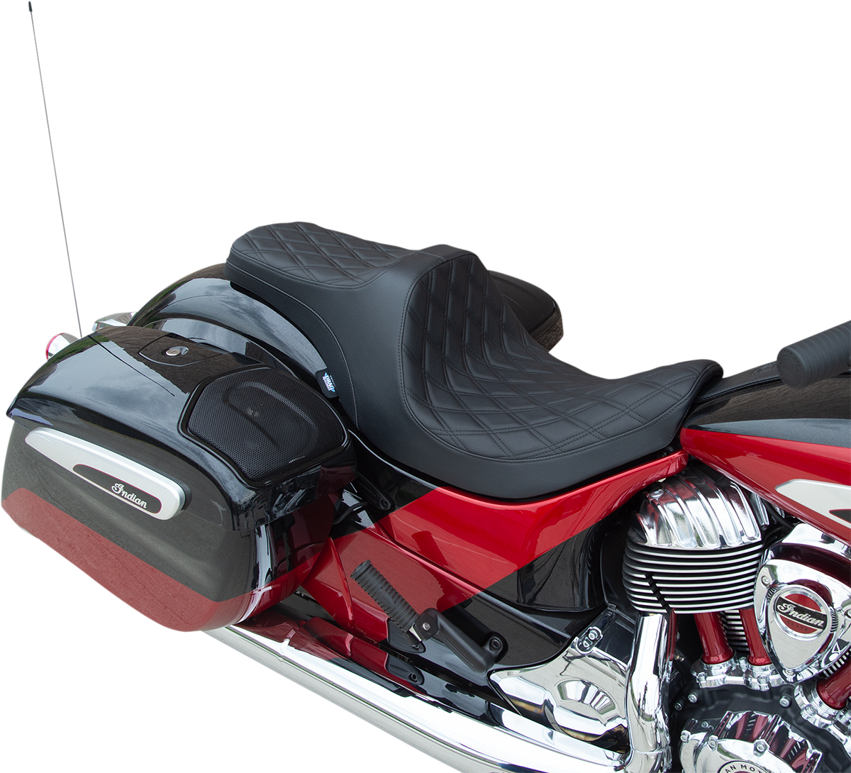 DRAG SPECIALTIES SEATS, Drag Specialties Seats Predator III Seat for Indian '14-'22 with Forward Positioning and Double Diamond Black Stitching - Part 0810-2270