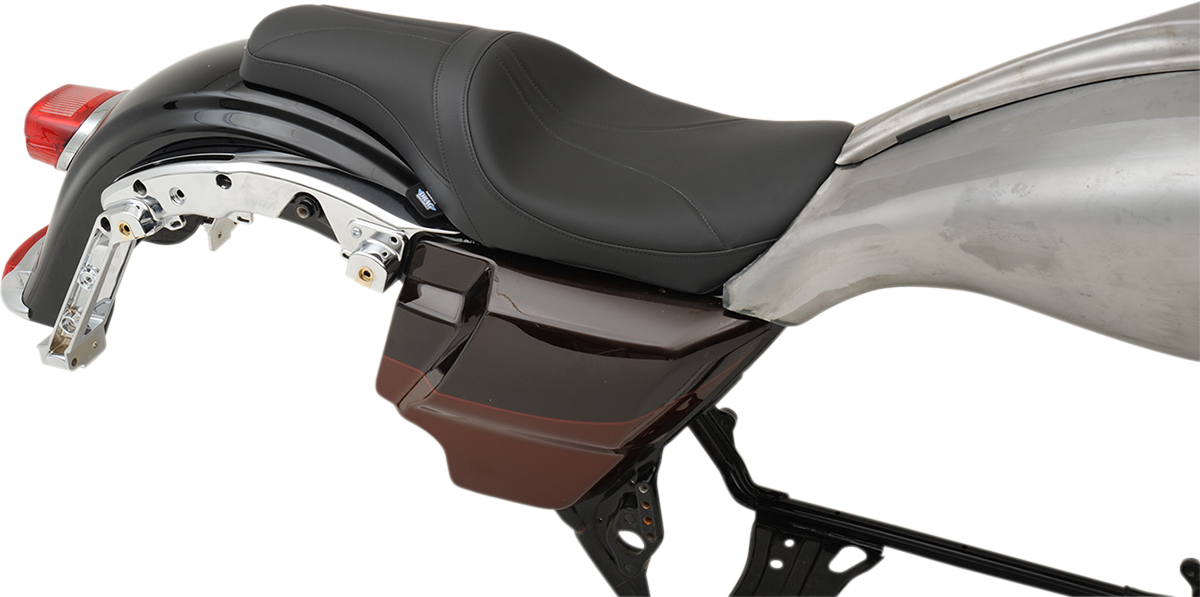 DRAG SPECIALTIES SEATS, DRAG SPECIALTIES SEATS Predator Seat - Mild Stitched for Harley FL 2008-2023 with Yaffe Gas Tank