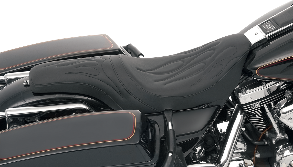 DRAG SPECIALTIES SEATS, DRAG SPECIALTIES SEATS Predator Seat with Flame Stitching for FLHR/FLHX 1997-2007 – Part #0801-0213