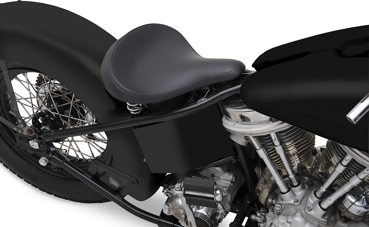 DRAG SPECIALTIES SEATS, DRAG SPECIALTIES SEATS Spring Solo Seat - Large Black Vinyl with Adjustable Front Hinge and Rear Mount Studs