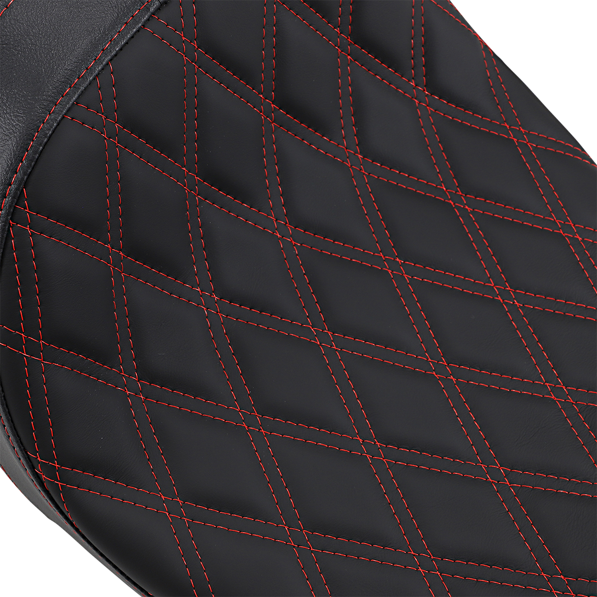 Drag Specialties Seats Predator 2-Up Seat with Double Diamond Pattern and Red Stitching for Harley Davidson FL 2008-2023 - Part No. 0801-1272