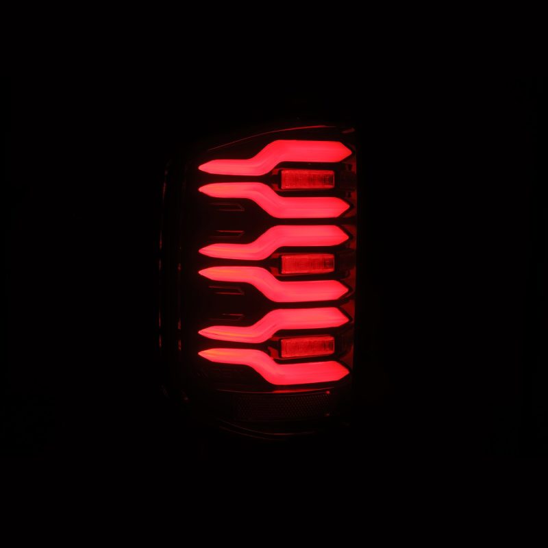 AlphaRex 14-18 Chevrolet Silverado 1500 / 15-19 Silverado 2500HD/3500HD / 15-19 GMC Sierra 3500HD Dually LUXX-Series LED Tail Lights Black-Red