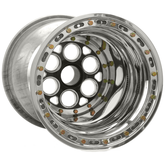Weld Magnum Sprint 15x17/42-Spline/6 BS-Black Center-Polished Shell-DBL Knurled-Black Cover Wheel