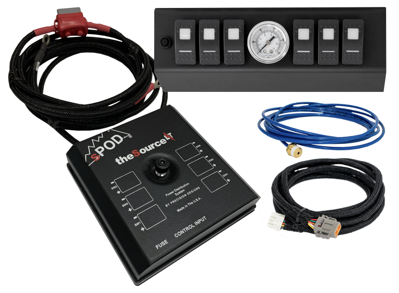 sPOD 07-08 Jeep Wrangler JK SourceLT w/Air Gauge and Red LED Switch Panel