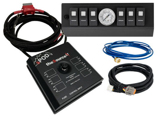 sPOD 07-08 Jeep Wrangler JK SourceLT w/Air Gauge and Red LED Switch Panel