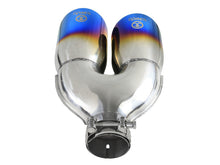 Load image into Gallery viewer, aFe Takeda 2.5in 304 Stainless Steel Clamp-on Exhaust Tip Driver Side 2.5in Inlet 4inDual-Blue Flame