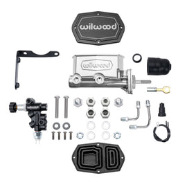 Wilwood MOPAR Compact Tandem M/C Kit w/ P-Valve & Pushrod 15/16in Bore - Chrome Powdercoat