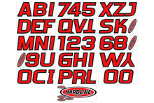 Load image into Gallery viewer, Hardline Boat Lettering Registration Kit 3 in. - 700 Red/Black